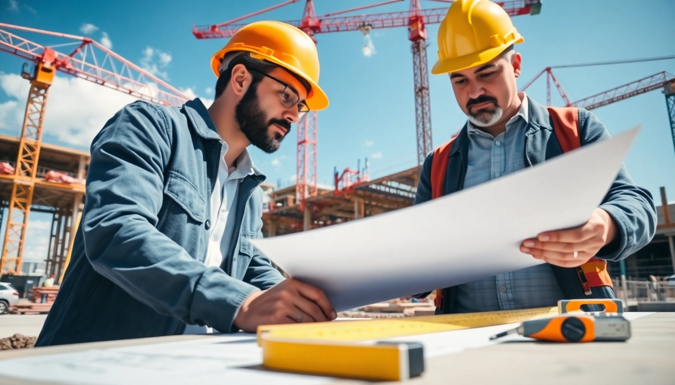 Engaged contractor apprenticeship scene with a skilled apprentice and contractor collaborating on a project.
