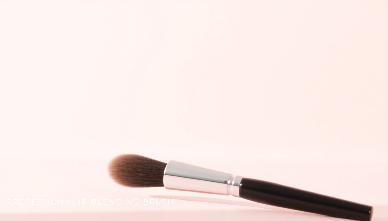 Showcase a lip blending brush highlighting its fine bristles and sleek handle design.