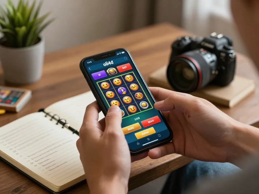 Player engaging with the oli4d app on a smartphone, showcasing exciting slot games and strategic betting.