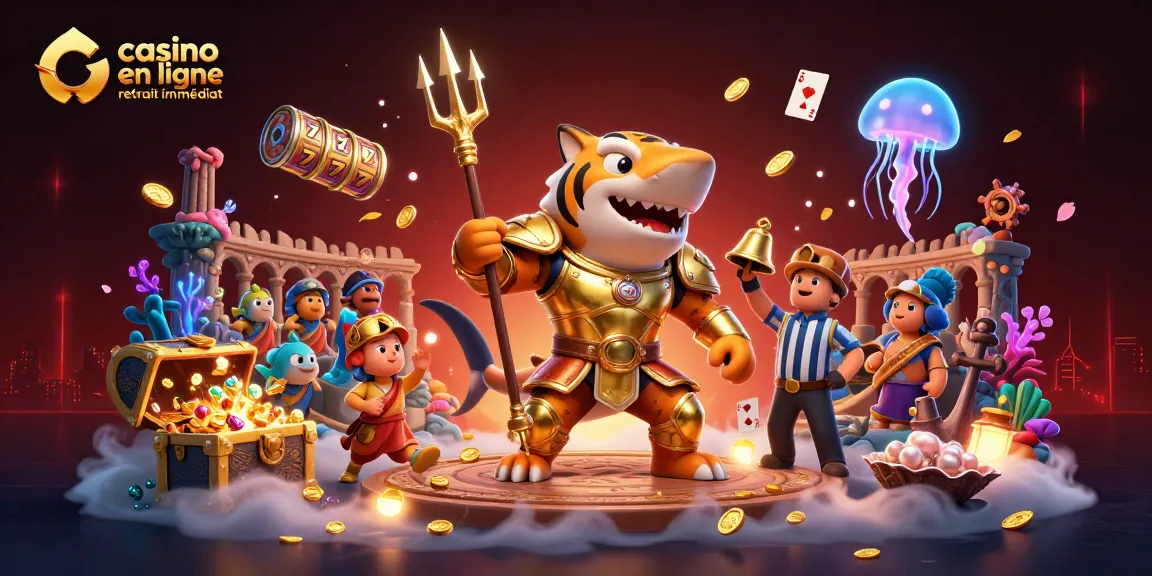 Jouez au casino en ligne avec retrait immédiat dans une scène aquatique colorée animée par un requin tigre.