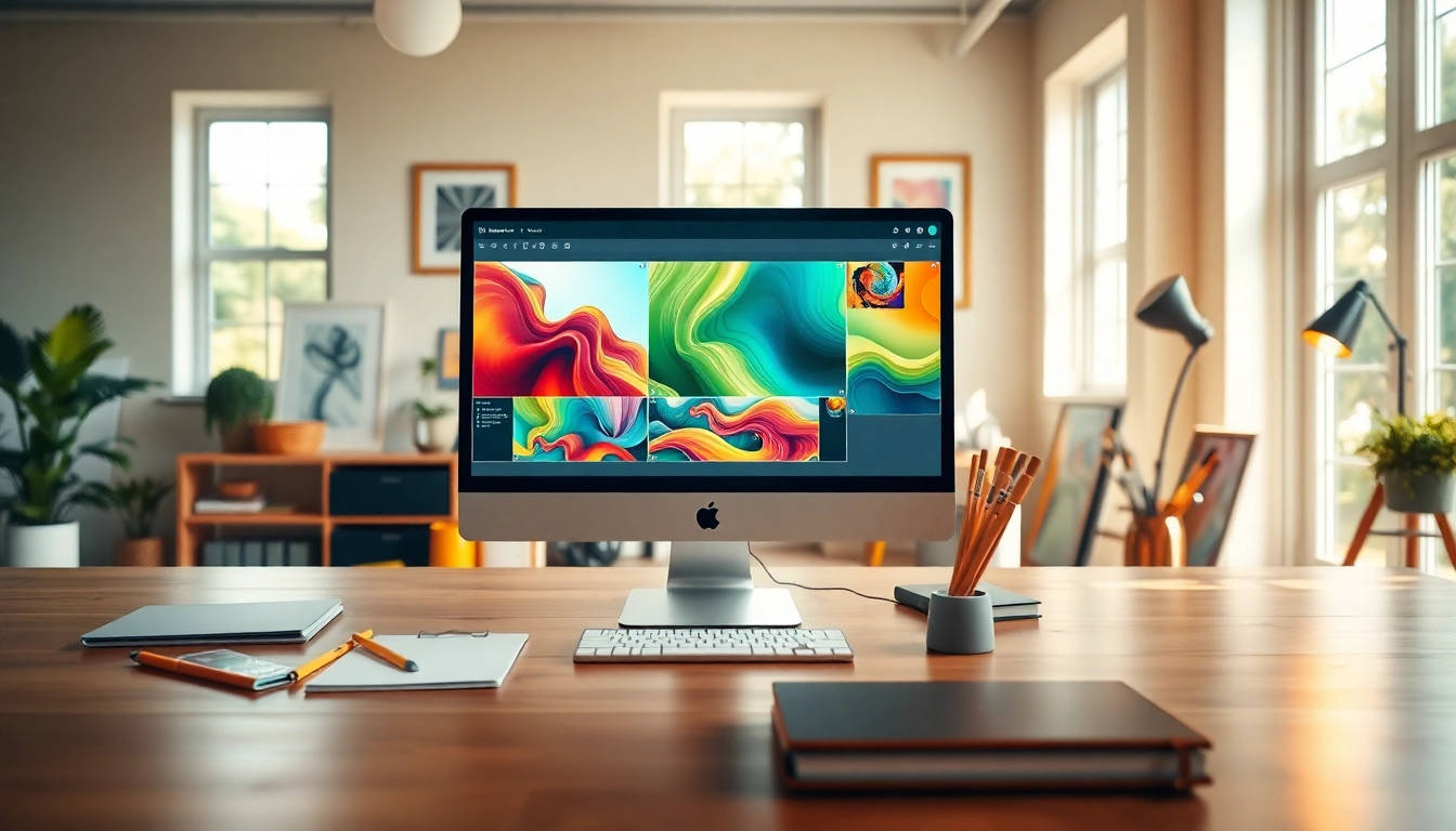 Utilizing an image generator to create stunning visuals in a creative workspace.