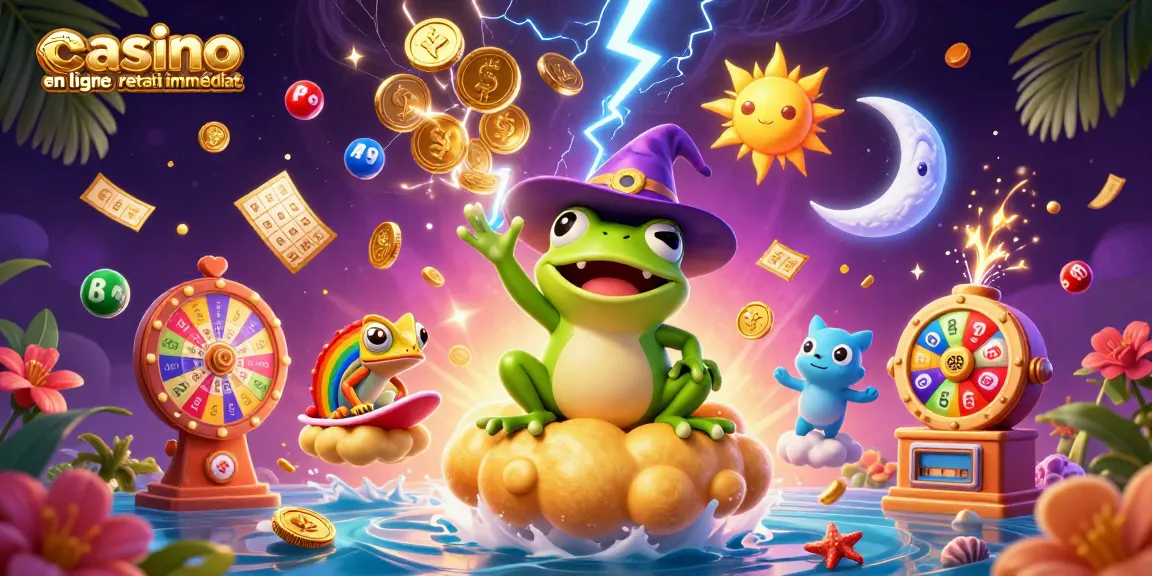 Jouer à un casino en ligne retrait immédiat avec une scène magique de profits en or.