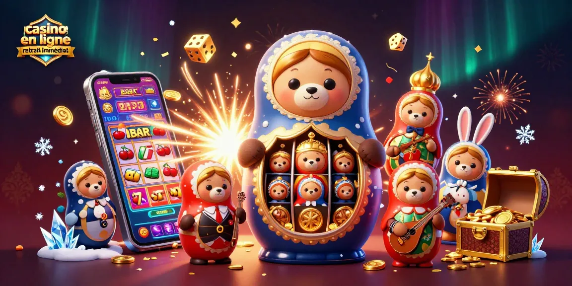 Casino en ligne avec retrait immédiat : Une scène festive remplie de personnages de casino animés.