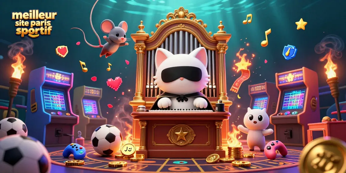 Découvrez le meilleur site de paris sportif avec un chat fantôme élégant aux commandes d'un orgue dans un casino vibrant.