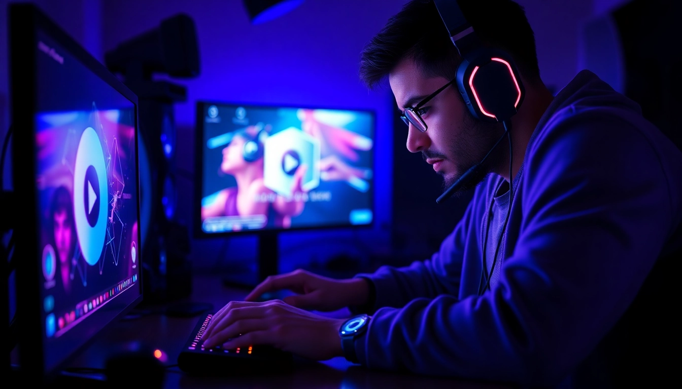 Capture a gamer configuring their Cronus zen in a high-tech gaming setup.