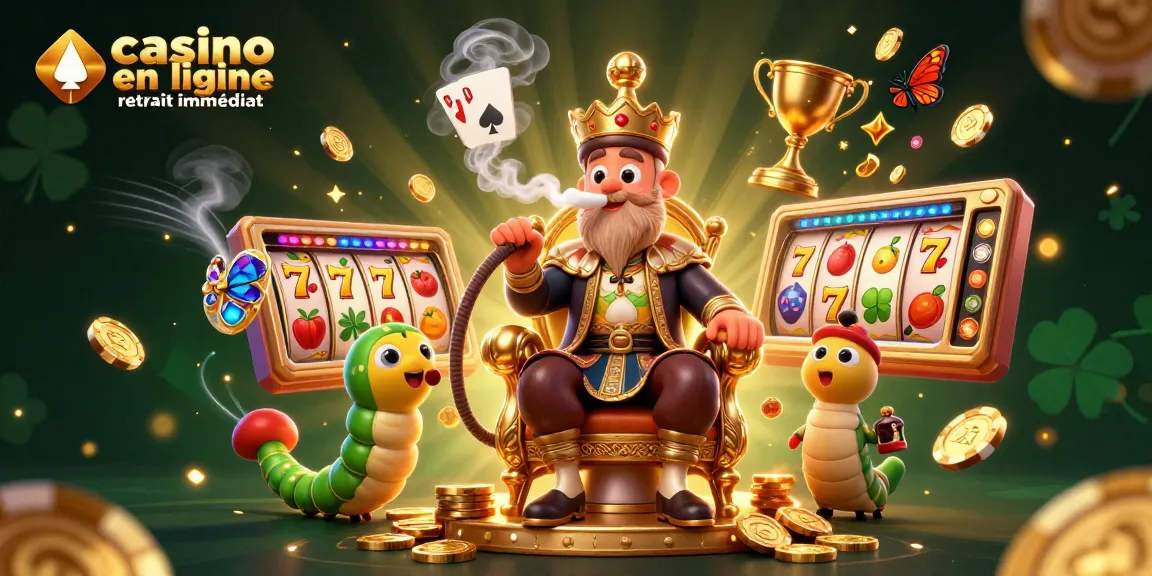 Gagnez rapidement avec les retraits immédiats des casinos en ligne dans cette illustration animée captivante.