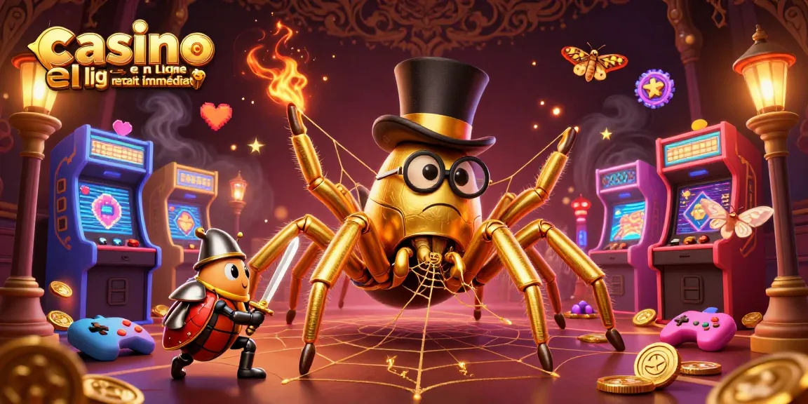 Plongée dans l'univers du casino en ligne retrait immédiat avec une illustration captivante de personnages animés et des éléments de jeu colorés.