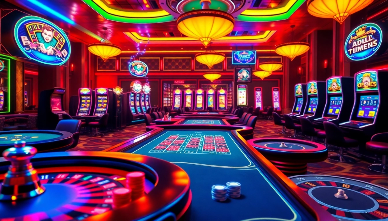 Exciting casino scene featuring a hentai game aesthetic with vibrant gaming tables and digital interfaces.