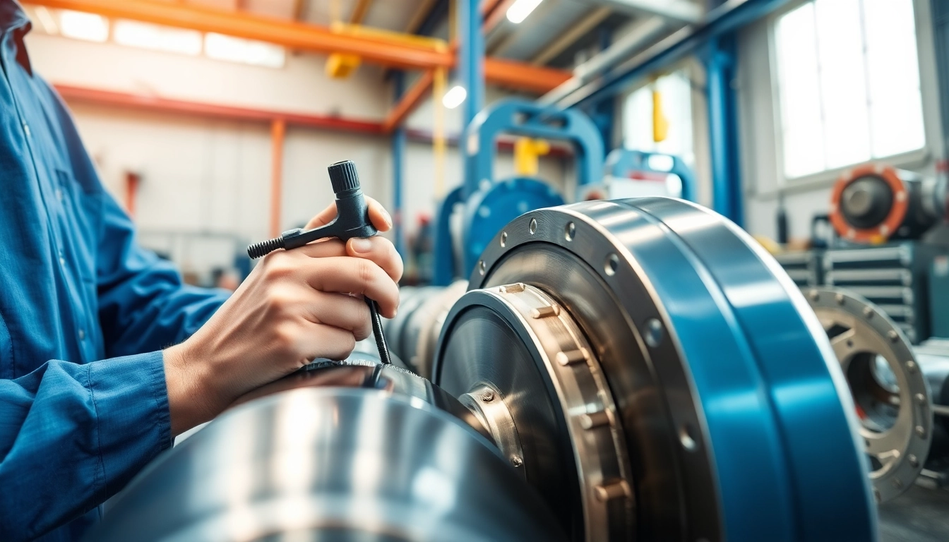 Technician performing hydraulic cylinder repair with precision tools in a well-lit workshop.