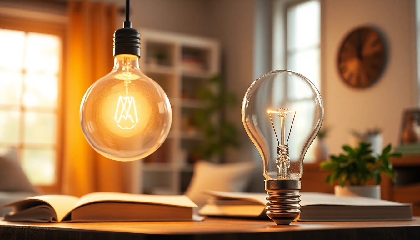 What is an A19 light bulb illuminating a cozy home environment with warm tones.