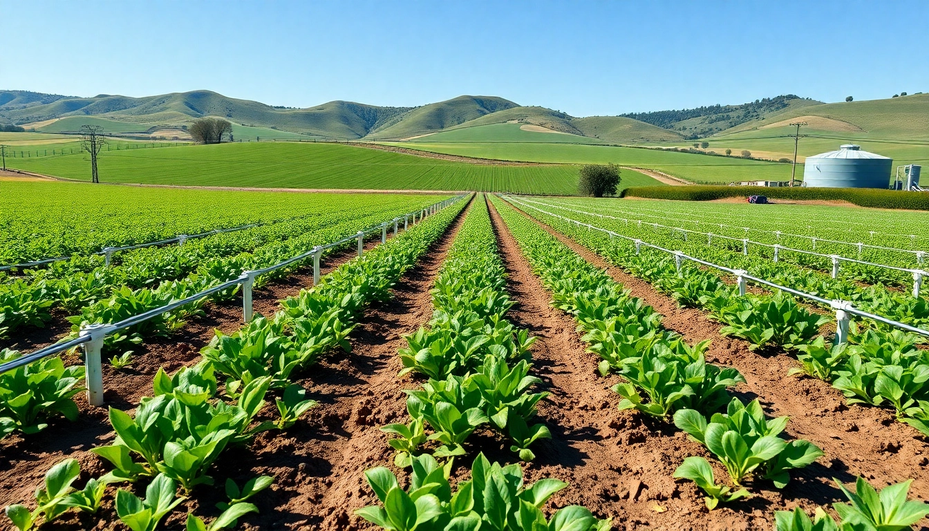 Land irrigation system showcasing advanced techniques in a vibrant agricultural landscape.