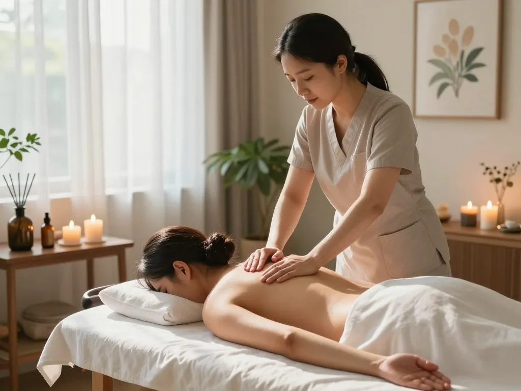 마포스웨디시 massage session in a serene wellness spa ambiance