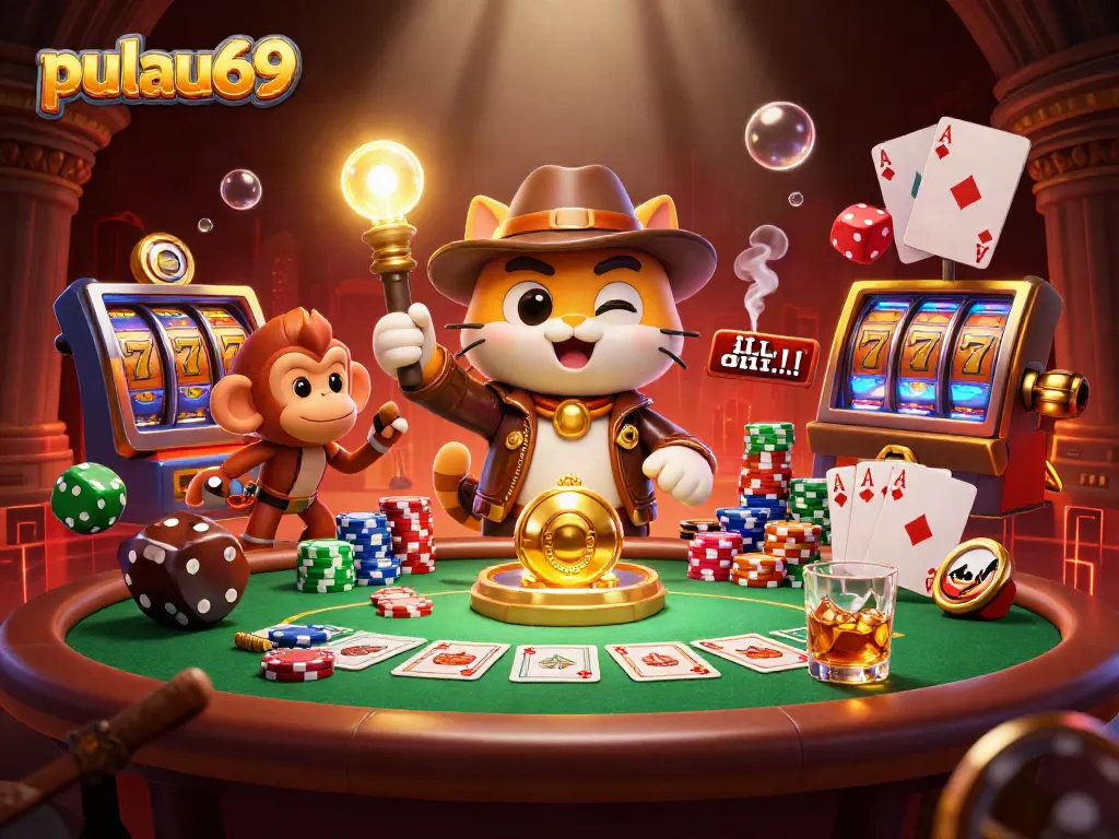 Engage with pulau69 casino excitement through vibrant 3D illustration featuring a dynamic archeologist scene.