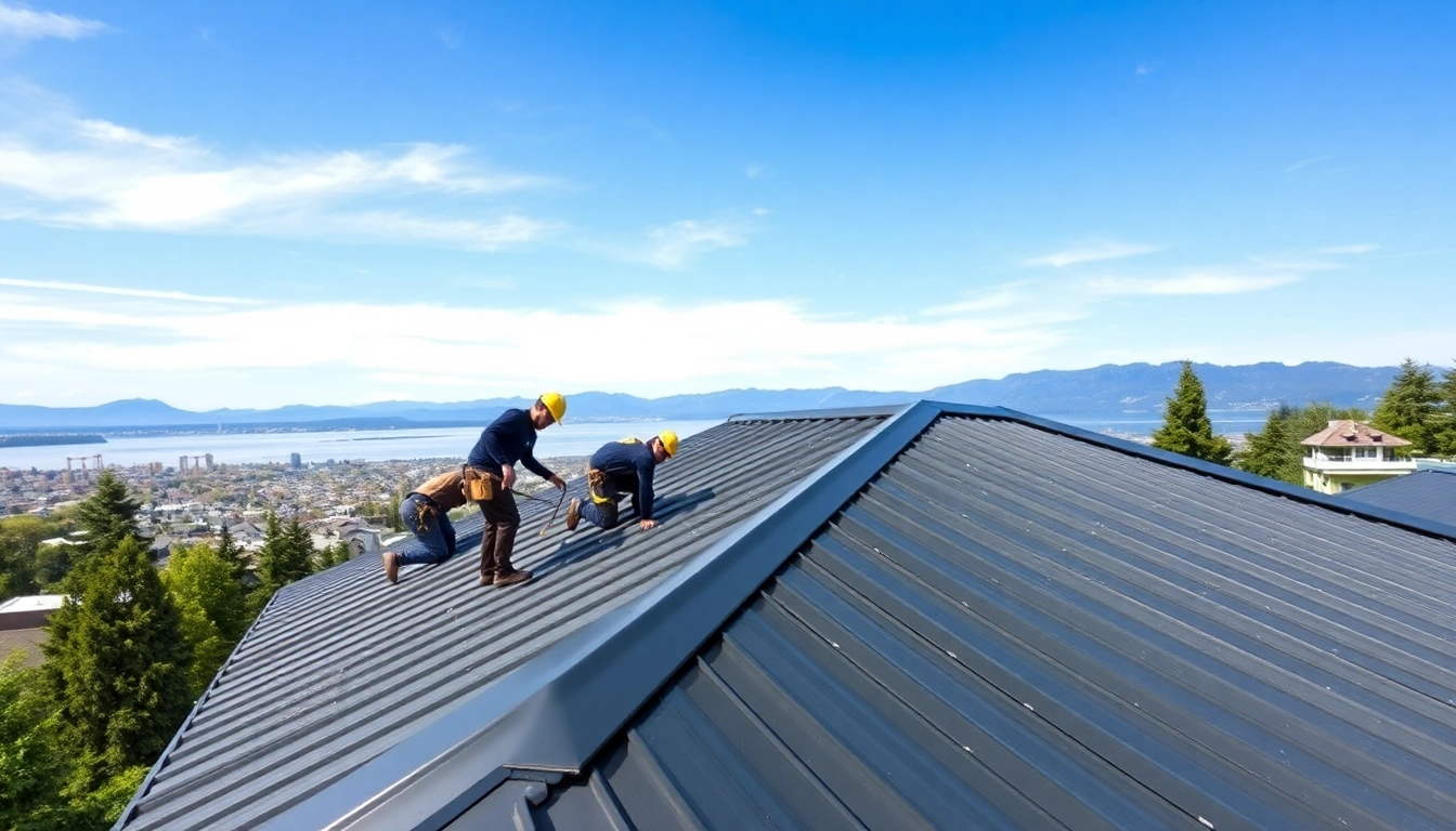Installers working on metal roofing vancouver showcasing professionalism and quality craftsmanship.