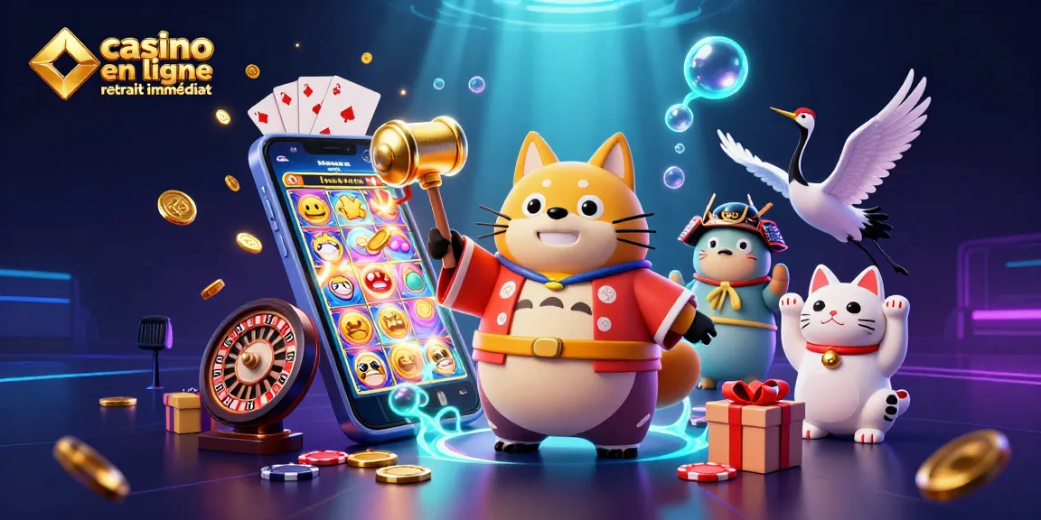 Casino en ligne retrait immédiat: jouer à des machines à sous avec un tanuki chanceux et des chats maneki-neko.