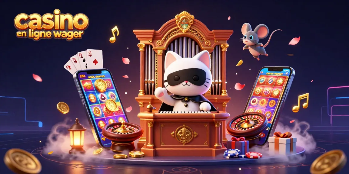 Illustrez le casino en ligne sans wager avec un chat fantôme au piano et des acrobaties de souris.