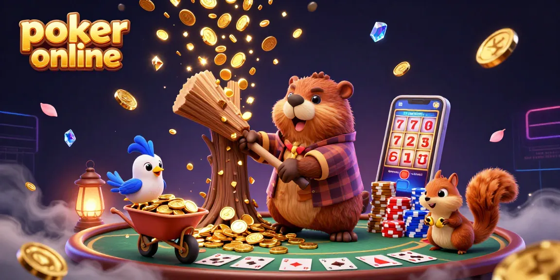 Jouer au poker en ligne avec des personnages captivants dans une scène dynamique de gains en or.