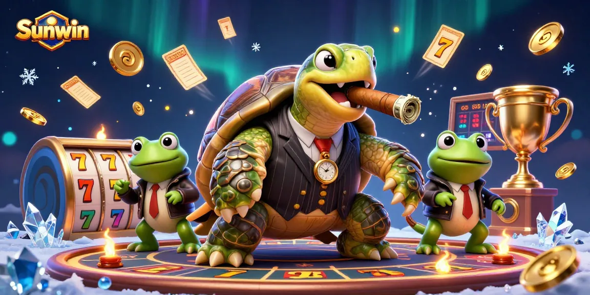 Experience thrilling gameplay at Sunwin with this dynamic casino illustration featuring a fun snapping turtle!