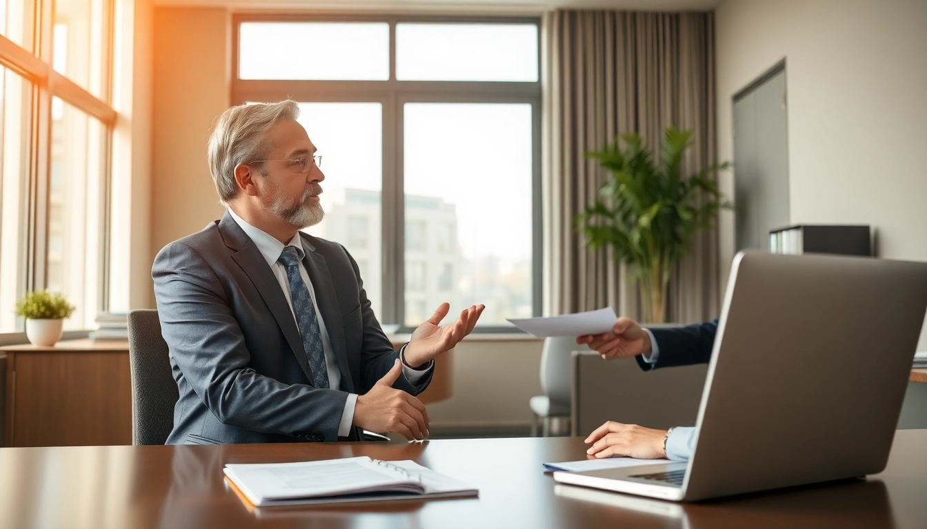 Clearwater truck accident attorney offering legal advice in a professional office setting.