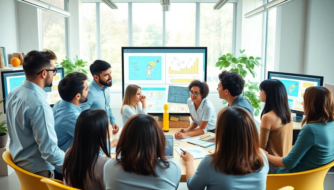 Erklärvideo erstellen in einem modernen Büro mit einem kreativen Team.