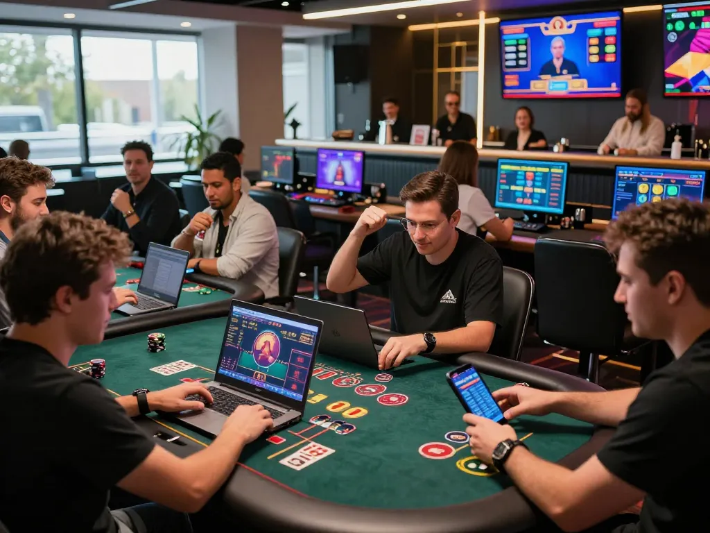 Engaging baccarat gameplay at a popular 바카라사이트 with diverse players celebrating wins.
