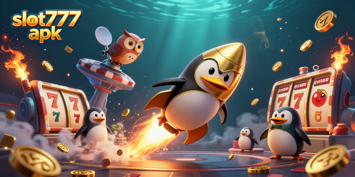 Spin the reels with slot777 apk as the golden penguin ventures to the casino space station.