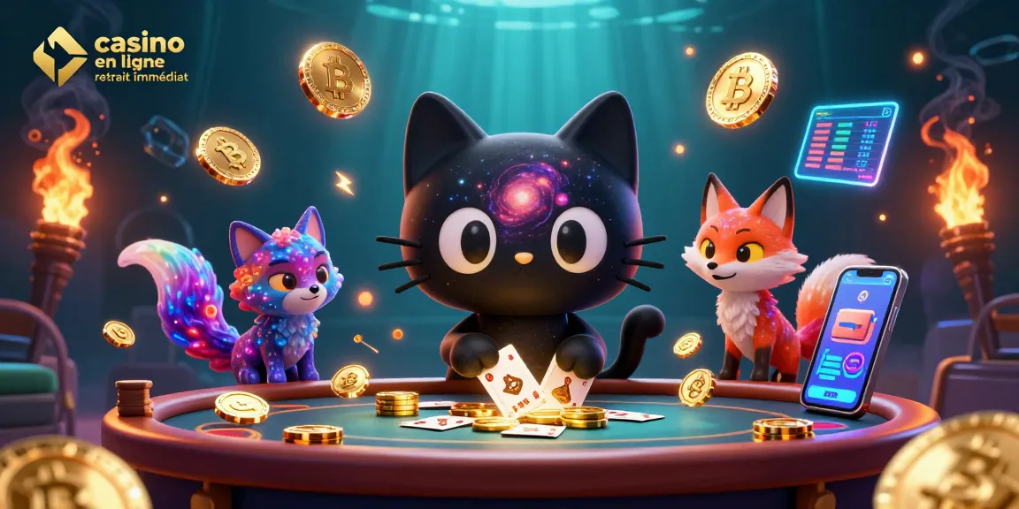Jouez au casino en ligne retrait immédiat avec notre chat et un renard nébuleux au centre d'une scène cosmique.