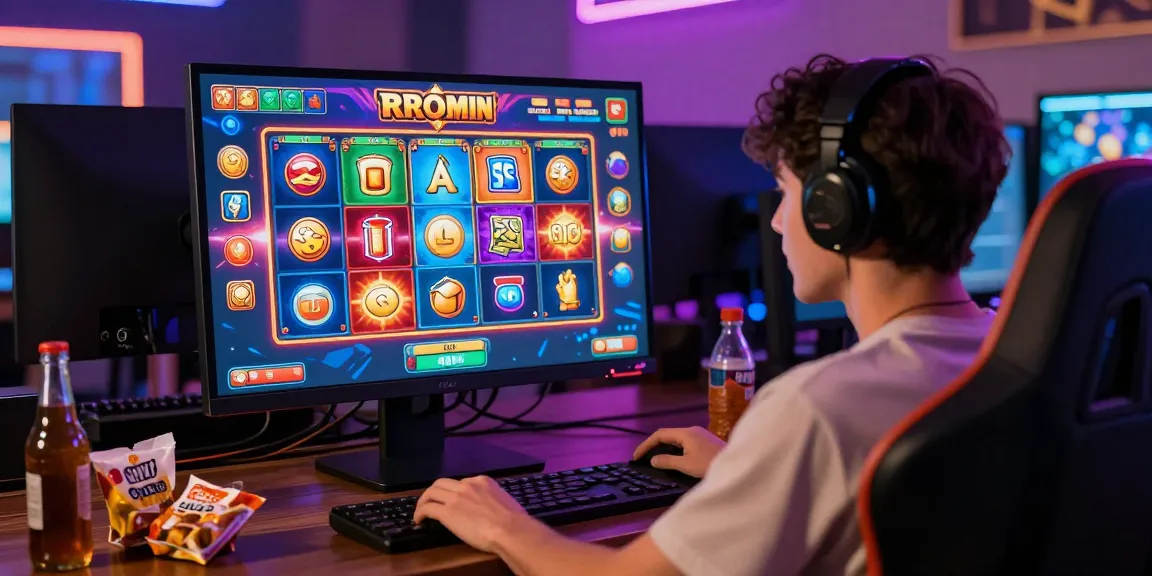 Engaged player exploring online slot options in a vibrant gaming environment