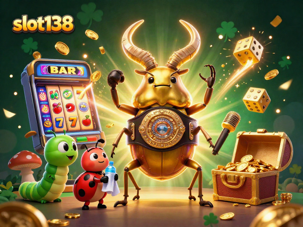 Engage with slot138's thrilling action as a golden stag beetle champions the jackpot scene.