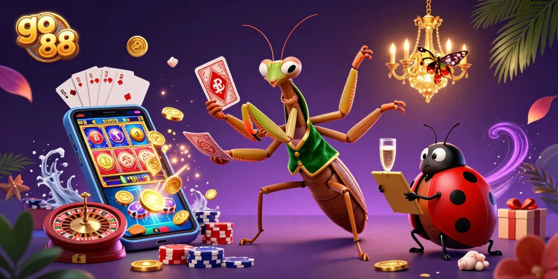 Engage in thrilling gameplay at go 88 with a vibrant gambling scene featuring playful characters.