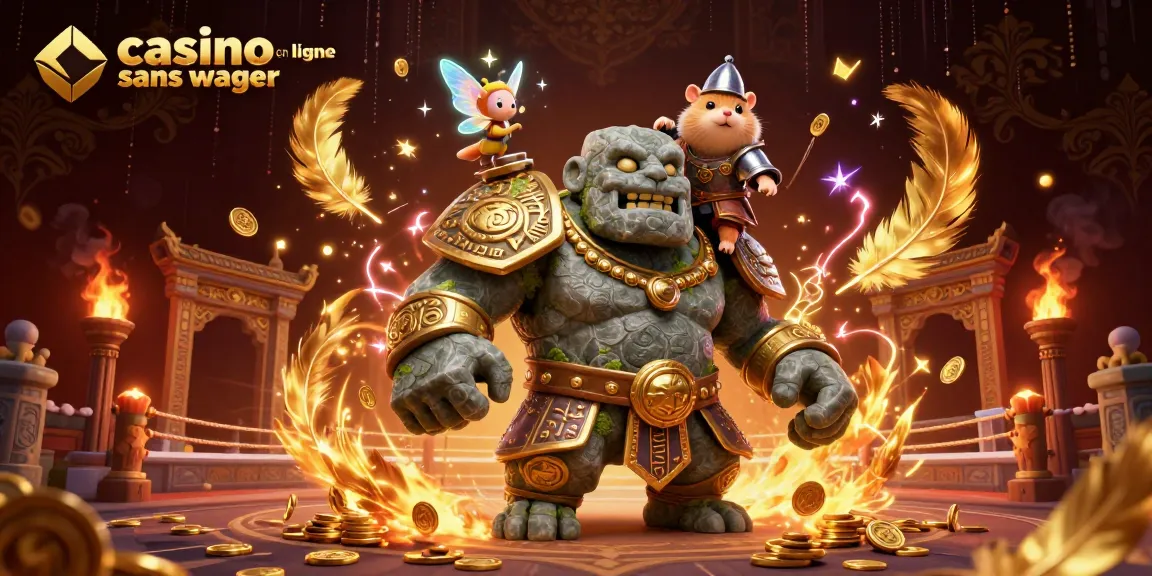 Plongez dans l'univers magique d'un casino en ligne sans wager avec un golem vivant et un chevalier hamster.