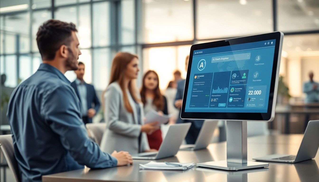 Engaging enterprise ai assistant enhancing teamwork in a modern office setting.