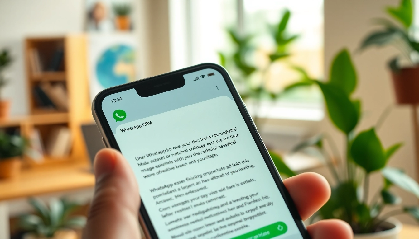 A professional overview of What is a CRM for WhatsApp displayed on smartphone in a modern workspace.