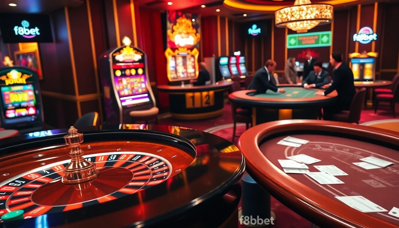 Experience the excitement of f8bet with vibrant casino games and professional dealers in action.