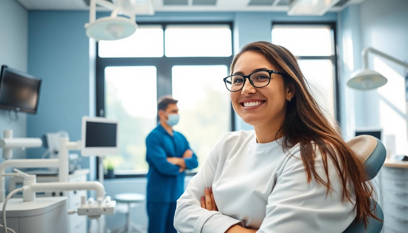 Dentist in Mokena IL consulting with a patient in a bright, modern dental clinic.