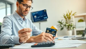 카드 현금화 전문 금융 상담사의 사무실에서 카드와 관련된 정보 상담중인 모습