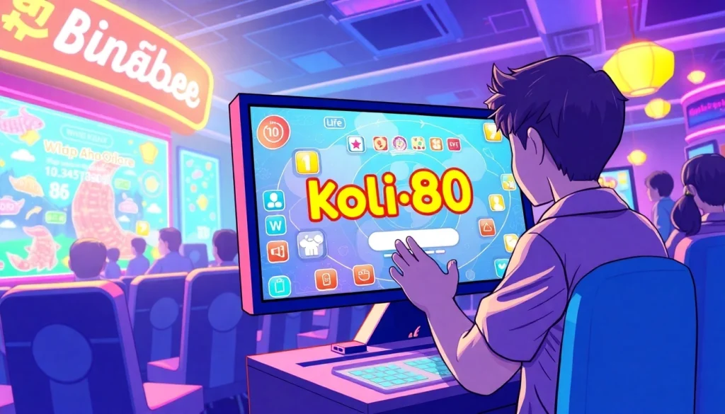 Masuk ke koi800 login game dengan antarmuka yang penuh warna dan karakter interaktif.