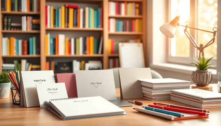 Showcase elegant stationery company products arranged on stylish desk for creative workspace.