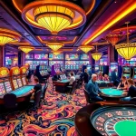 Experience the vibrant gambling world of KJC AC 1 with players enjoying casino tables and slot machines.