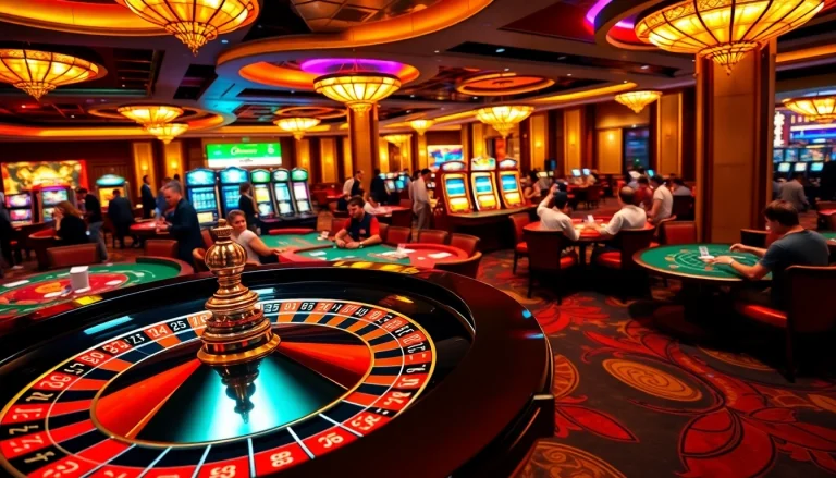 Experience the thrill of gaming at 79king with players enjoying roulette and poker at luxury tables.