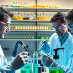 Find high-quality peptides online, researchers working in a professional lab setting.