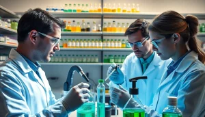 Find high-quality peptides online, researchers working in a professional lab setting.