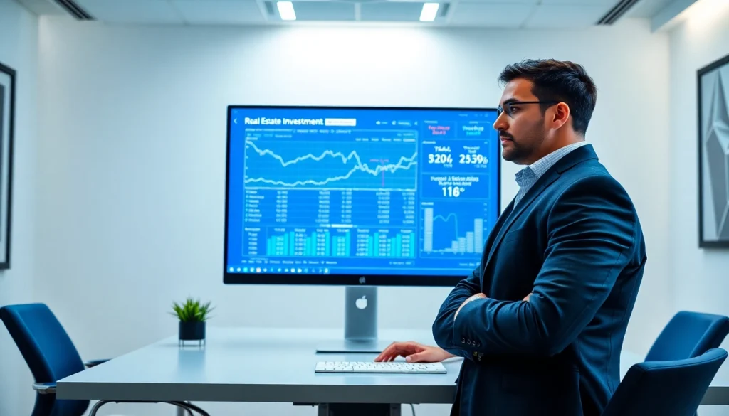 Explore investment opportunities with advanced real estate analysis tools on a sleek computer screen.