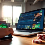 Engaged user exploring the AF88 com betting platform with modern tech setup.