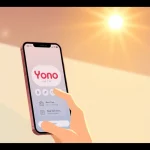 The user engages with the Yono VIP app on a smartphone, showcasing its features and interface.