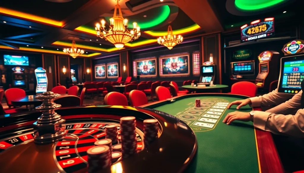 Betting at a luxurious casino with poker chips and a roulette table showcasing https://xx88.pizza/ excitement.