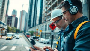 Conducting a noise impact assessment with advanced equipment in an urban environment.