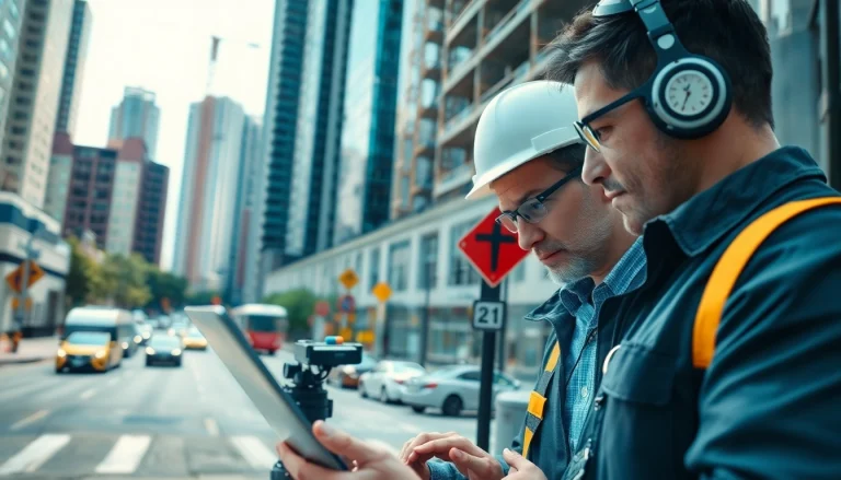 Conducting a noise impact assessment with advanced equipment in an urban environment.