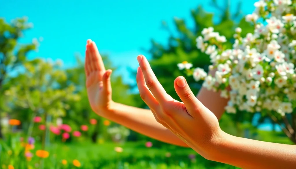 Practioner demonstrating various yoga mudras illustrating serenity and connection.