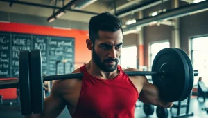 Powerful athlete demonstrating strength training in a gym with the theme 888 new.